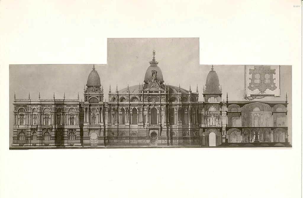 Progetto per un palazzo dei divertimenti a Vienna, vista, pianta - Führermuseum, Linz